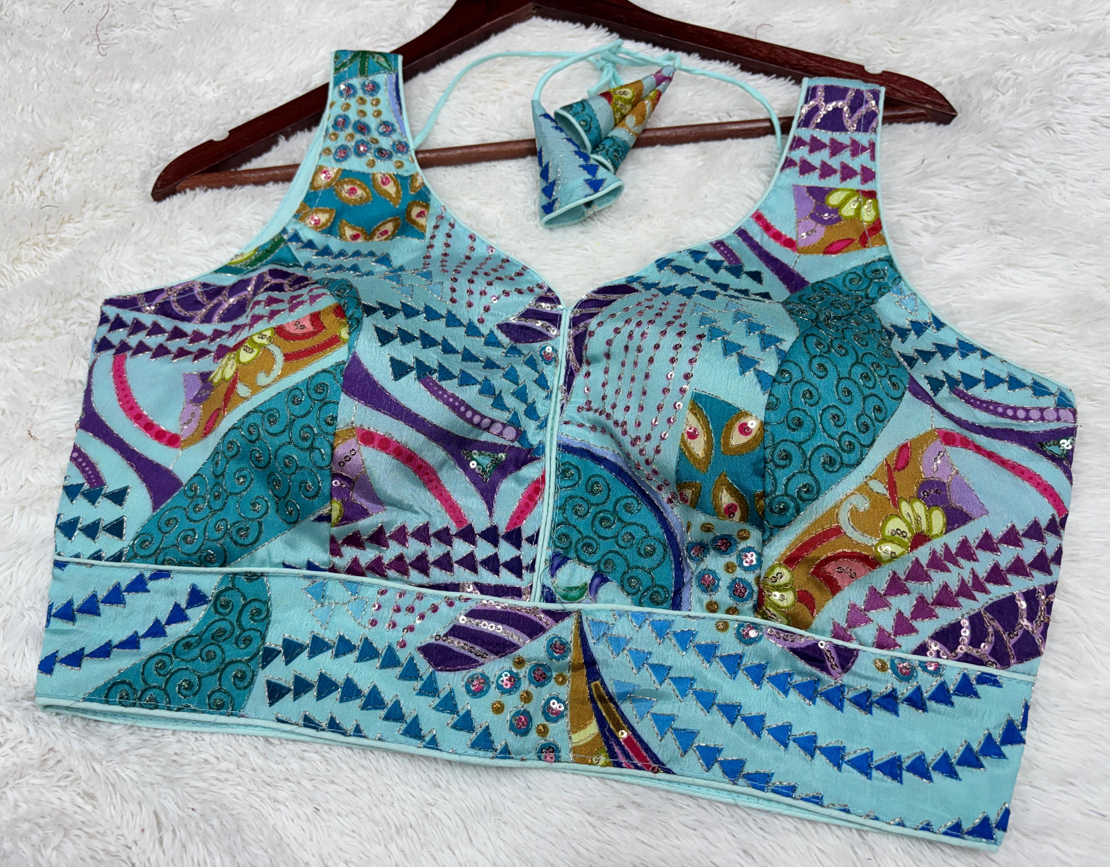 Guddiya Collection - Blue Pastel Patchwork Blouse